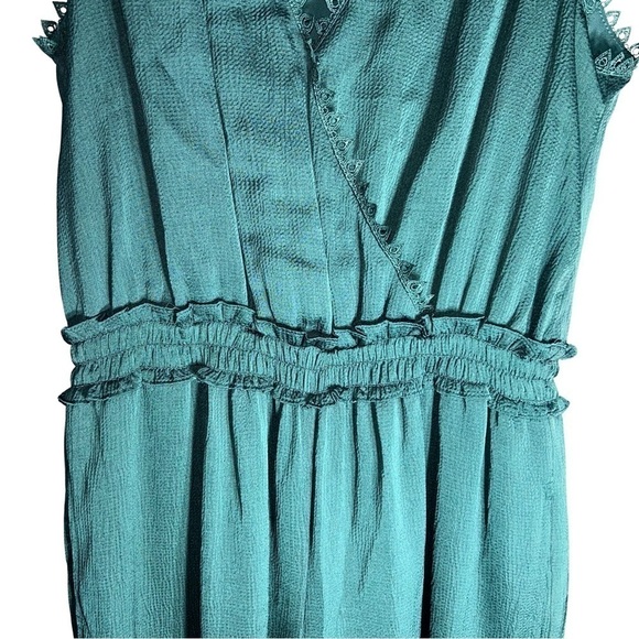 Max Studio Lace Scalloped Sleeveless Jumpsuit Emerald Green - Size S - Picture 4 of 11